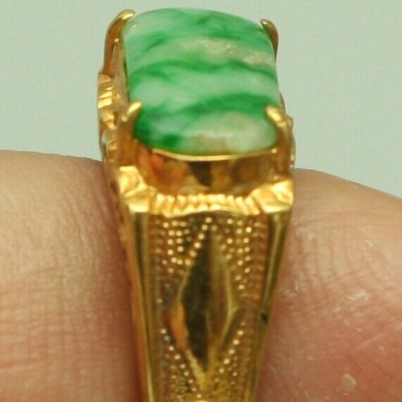 Cert'd Genuine Untreated Green A Jadeite Jade 925 Silver US 6 Ring - Picture 8 of 12